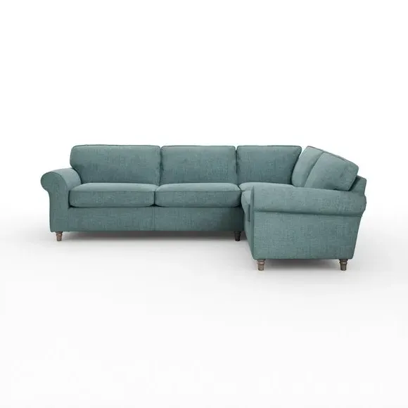 Corner Sofa with Curved Arms - Aqua, Chenille