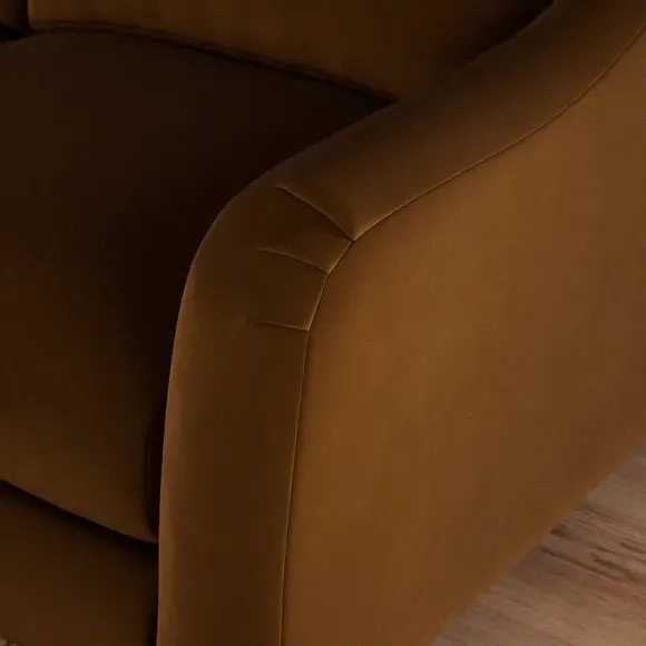 Corner Sofa with Curved Arms - Caramel, Velvet