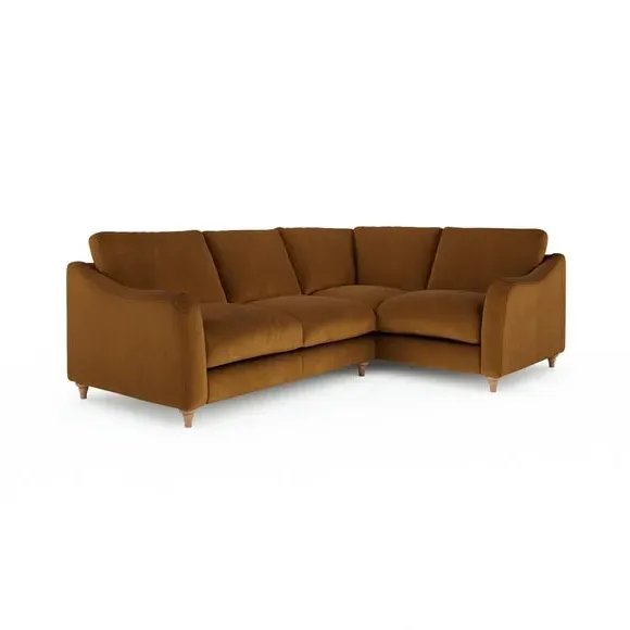 Corner Sofa with Curved Arms - Caramel, Velvet