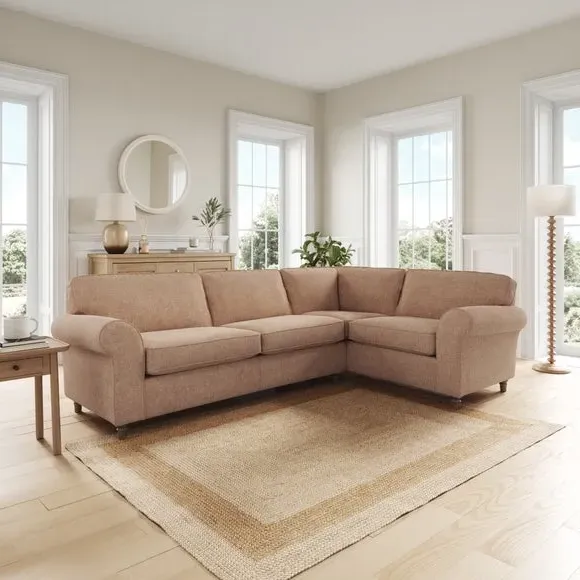 Corner Sofa with Curved Arms - Clay, Chenille