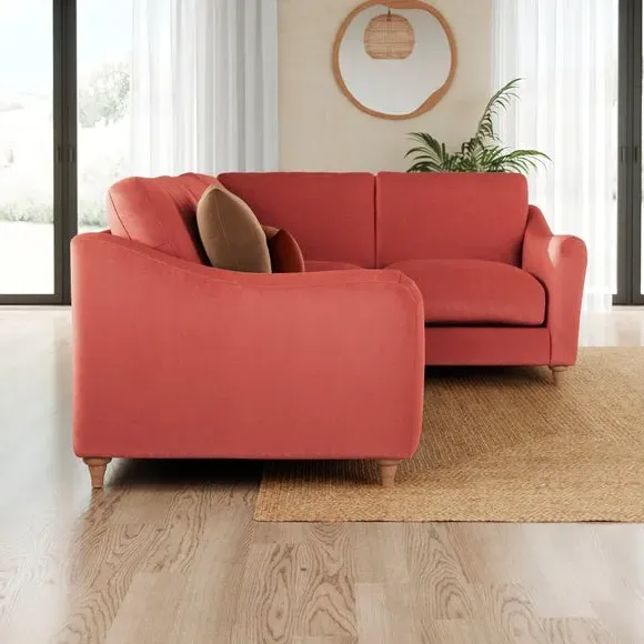 Corner Sofa with Curved Arms - Clay, Velvet
