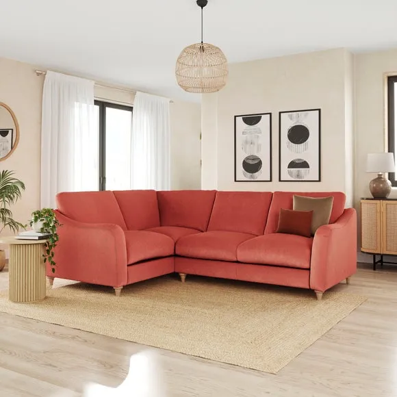 Corner Sofa with Curved Arms - Clay, Velvet