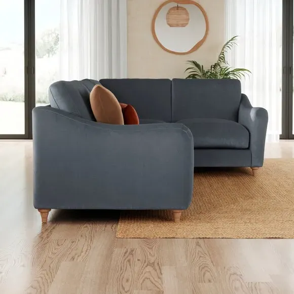 Corner Sofa with Curved Arms - Denim, Velvet