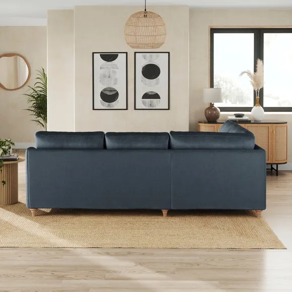 Corner Sofa with Curved Arms - Denim, Velvet