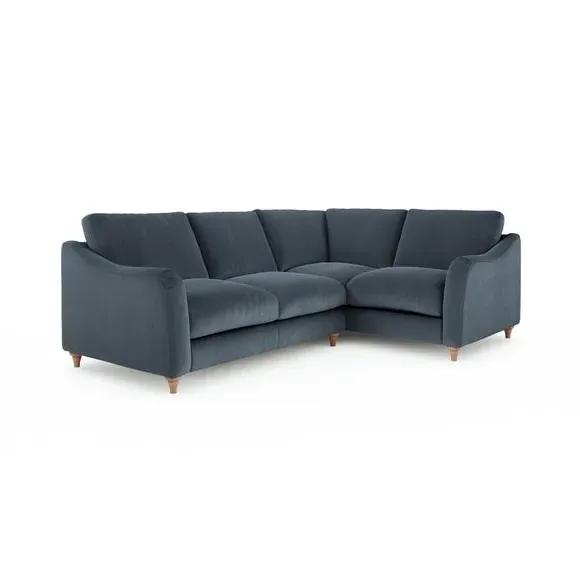 Corner Sofa with Curved Arms - Denim, Velvet