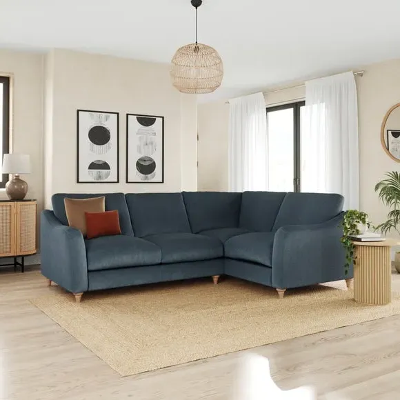 Corner Sofa with Curved Arms - Denim, Velvet