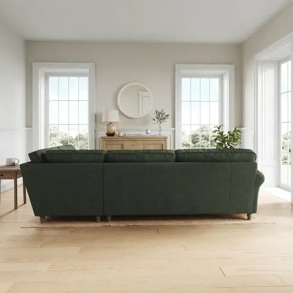 Corner Sofa with Curved Arms - Green, Chenille