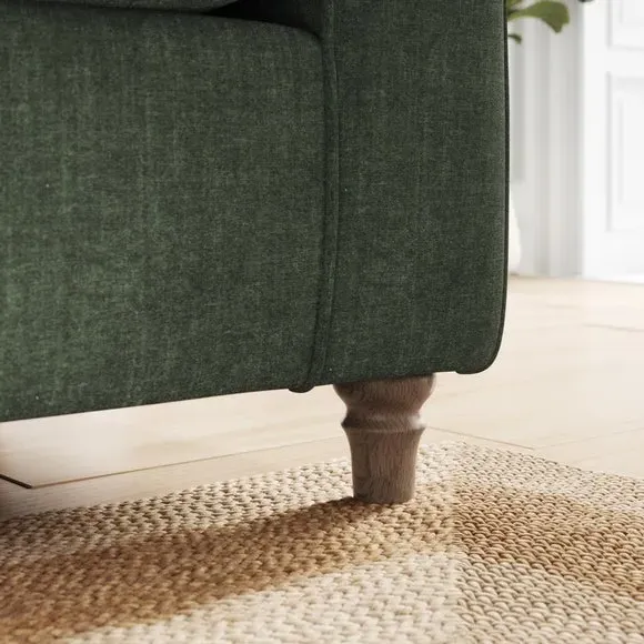Corner Sofa with Curved Arms - Green, Chenille