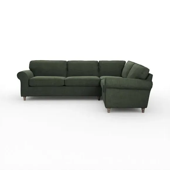 Corner Sofa with Curved Arms - Green, Chenille