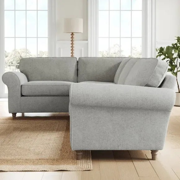 Corner Sofa with Curved Arms - Grey, Chenille