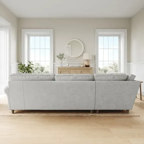 Corner Sofa with Curved Arms - Grey, Chenille