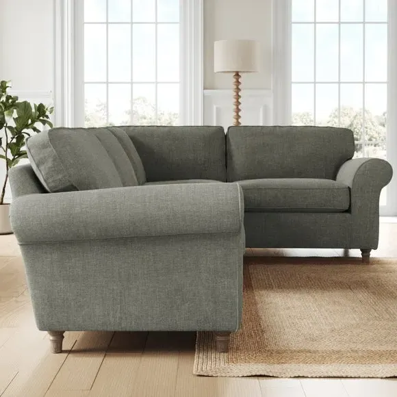 Corner Sofa with Curved Arms - Grey, Chenille