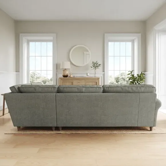Corner Sofa with Curved Arms - Grey, Chenille