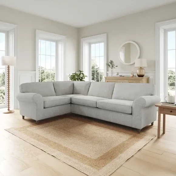 Corner Sofa with Curved Arms - Grey, Chenille image