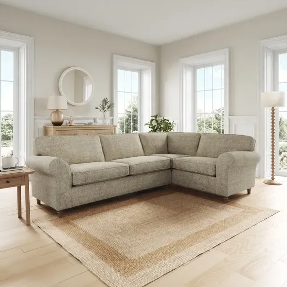Corner Sofa with Curved Arms - Mushroom, Chenille image
