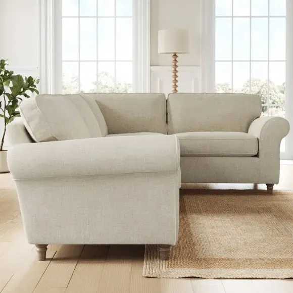 Corner Sofa with Curved Arms - Natural, Chenille