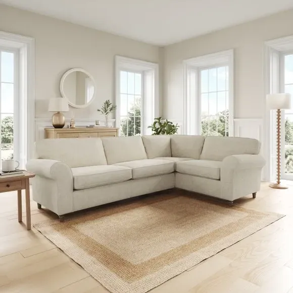 Corner Sofa with Curved Arms - Natural, Chenille