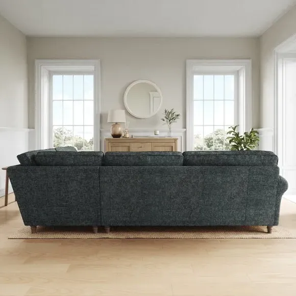 Corner Sofa with Curved Arms - Navy, Chenille