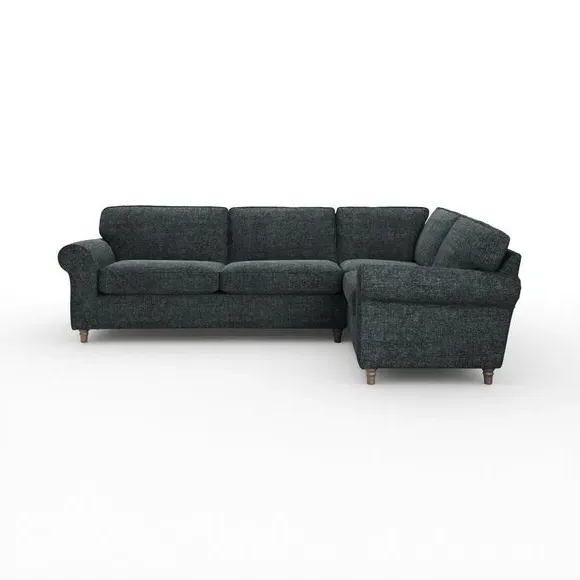 Corner Sofa with Curved Arms - Navy, Chenille