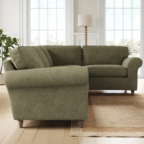 Corner Sofa with Curved Arms - Olive, Chenille