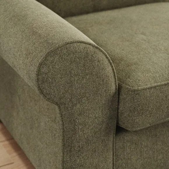 Corner Sofa with Curved Arms - Olive, Chenille