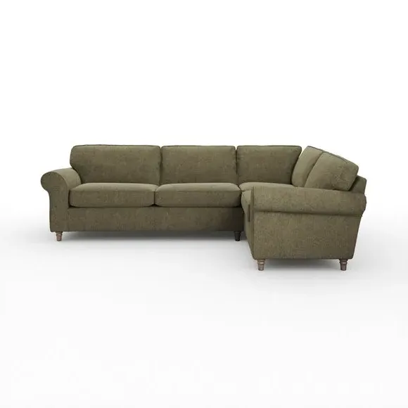 Corner Sofa with Curved Arms - Olive, Chenille