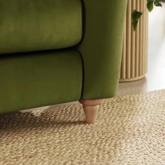 Corner Sofa with Curved Arms - Olive, Velvet