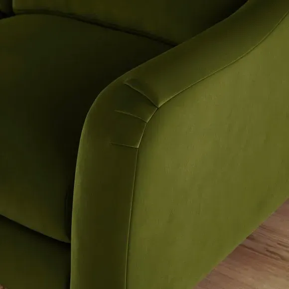 Corner Sofa with Curved Arms - Olive, Velvet