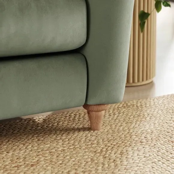 Corner Sofa with Curved Arms - Sage, Velvet