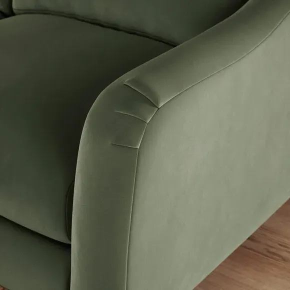 Corner Sofa with Curved Arms - Sage, Velvet