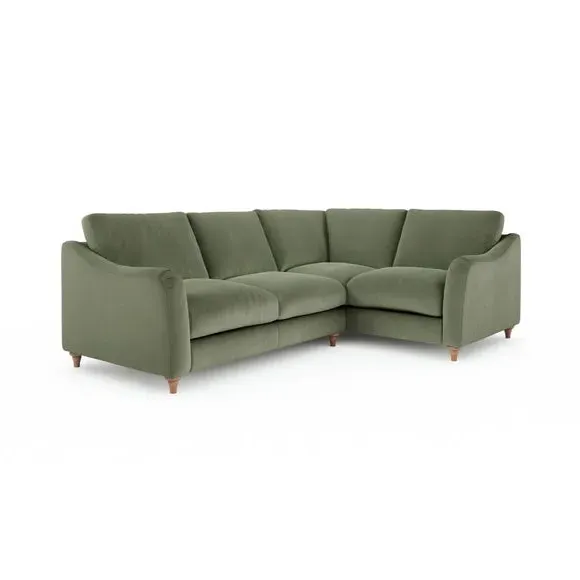 Corner Sofa with Curved Arms - Sage, Velvet