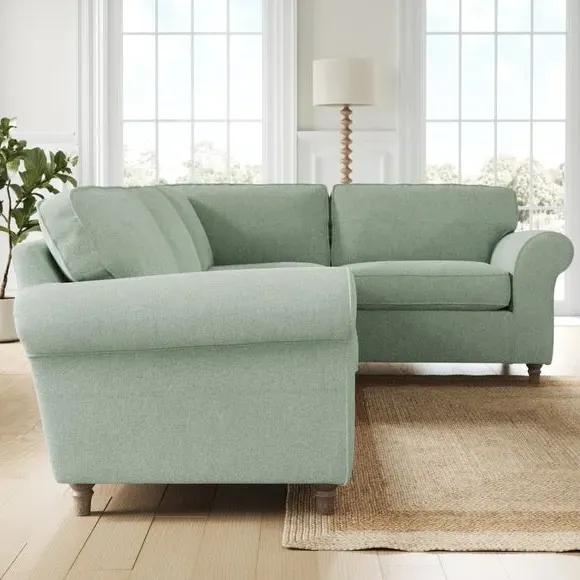 Corner Sofa with Curved Arms - Seafoam, Chenille