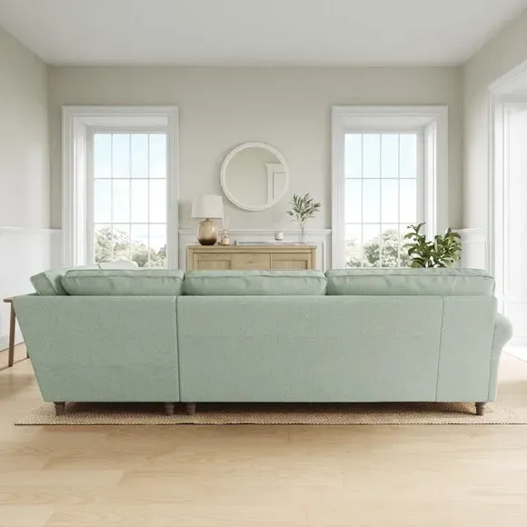 Corner Sofa with Curved Arms - Seafoam, Chenille