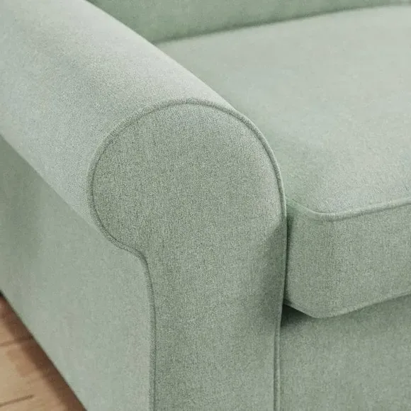Corner Sofa with Curved Arms - Seafoam, Chenille