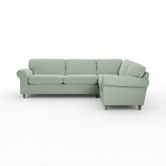 Corner Sofa with Curved Arms - Seafoam, Chenille