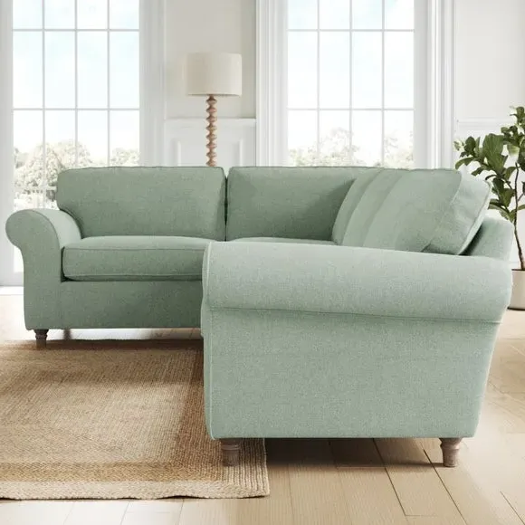 Corner Sofa with Curved Arms - Seafoam, Chenille