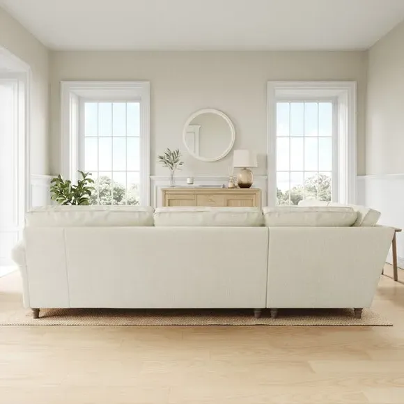 Corner Sofa with Curved Arms - White Sand, Chenille