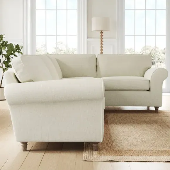 Corner Sofa with Curved Arms - White Sand, Chenille