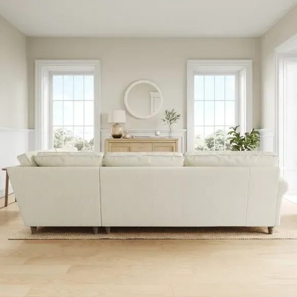 Corner Sofa with Curved Arms - White Sand, Chenille