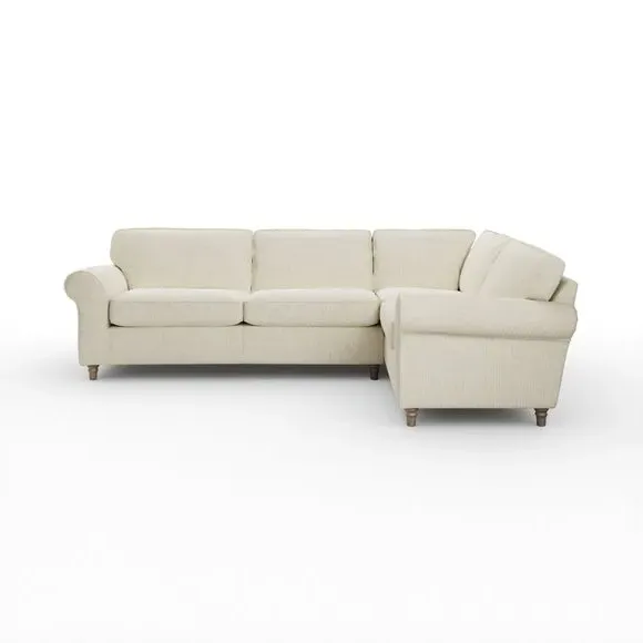 Corner Sofa with Curved Arms - White Sand, Chenille