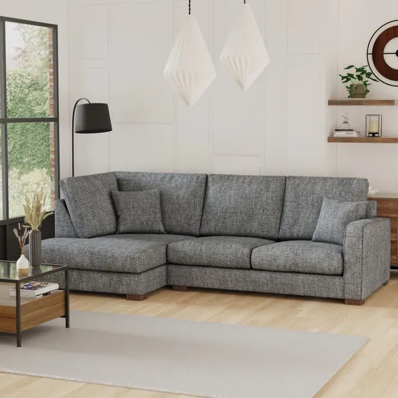 Corner Sofa with Deep Seats - Charcoal, Chenille