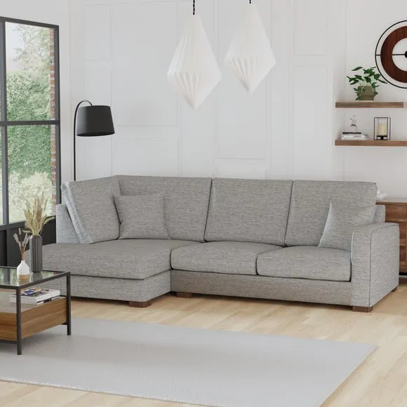 Corner Sofa with Deep Seats - Grey, Fabric
