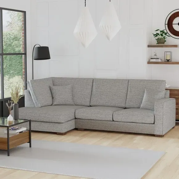 Corner Sofa with Deep Seats - Grey, Fabric