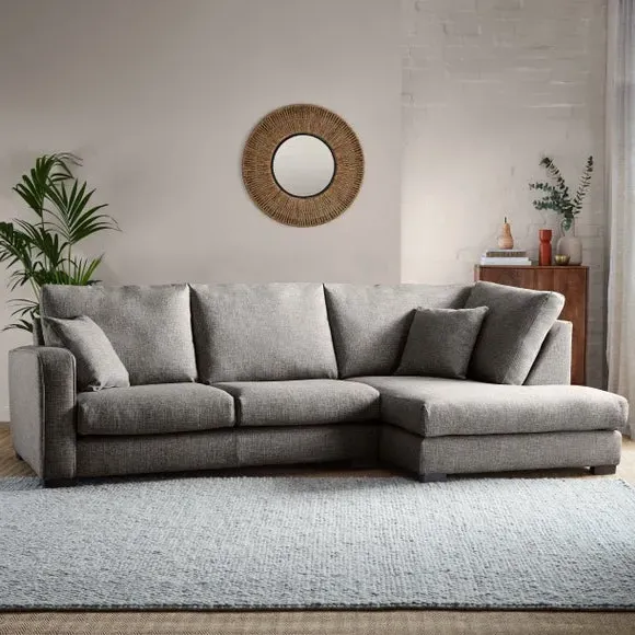 Corner Sofa with Deep Seats - Grey, Multi Weave