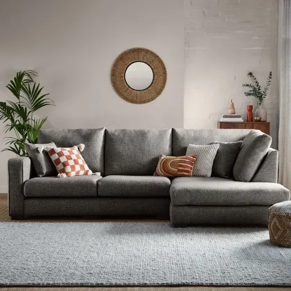 Corner Sofa with Deep Seats - Grey, Multi Weave image