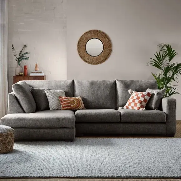 Corner Sofa with Deep Seats - Grey, Multi Weave