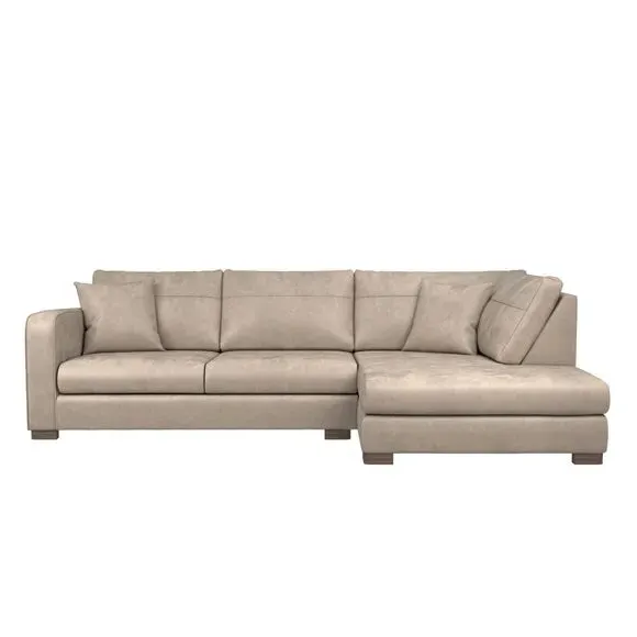 Corner Sofa with Deep Seats - Mink, Faux Leather