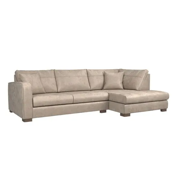 Corner Sofa with Deep Seats - Mink, Faux Leather