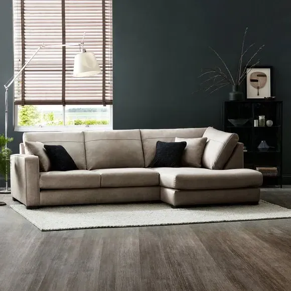 Corner Sofa with Deep Seats - Mink, Faux Leather image