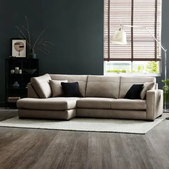 Corner Sofa with Deep Seats - Mink, Faux Leather